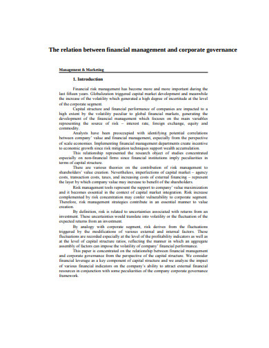 Relationship Between Financial Management and Corporate Governance