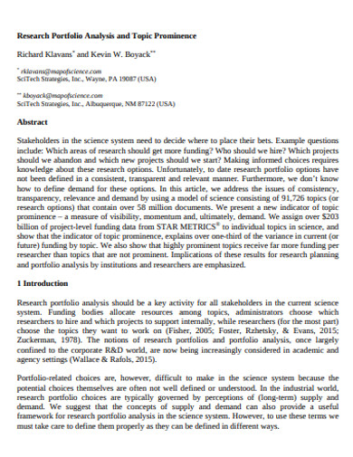 research topics in portfolio management