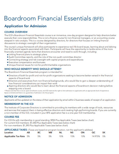 Sample Boardroom Financial Essentials