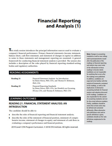 sample financial reporting and analysis in pdf