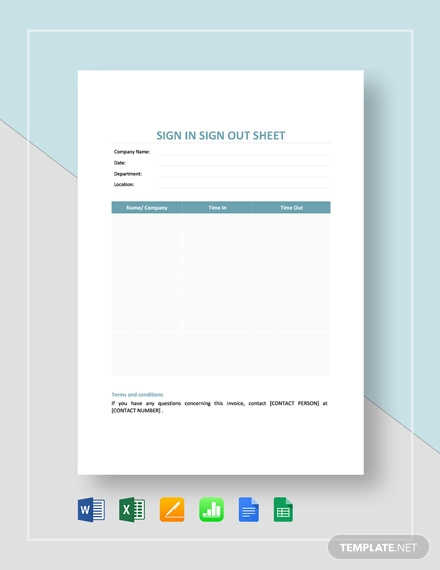 sign in sign out sheet template