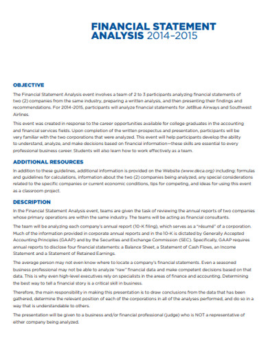 Standard Financial Statement Analysis Example