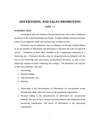 advertising and sales promotion