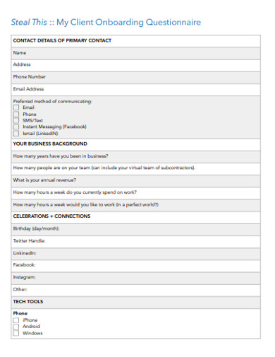 basic client onboarding questionnaire 