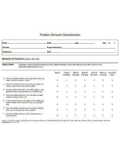 basic problem behavior questionnaire