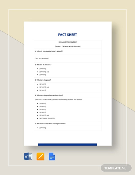 What Is A Fact Sheet Template