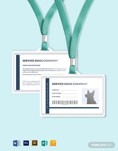 Blank Service Dog Animal ID Card Template