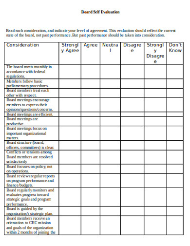 board self evaluation questionnaire in doc