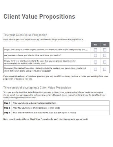 client value propositions