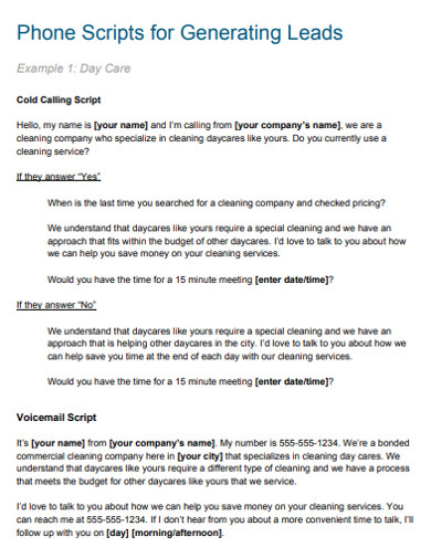 Cold Calling Script 10 Examples Format Doc Pdf