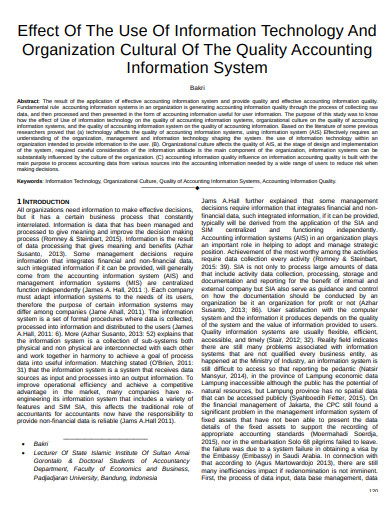 effect of it and organization cultural of quality accounting information system