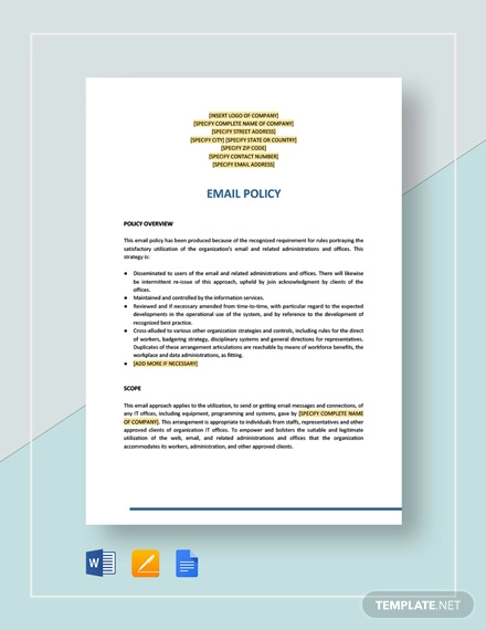 Email Policy 11  Examples Format Pdf