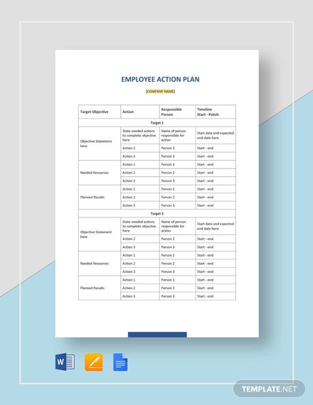employee action plan template