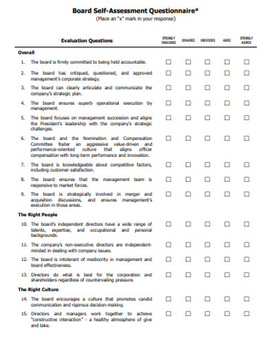 formal board self evaluation questionnaire