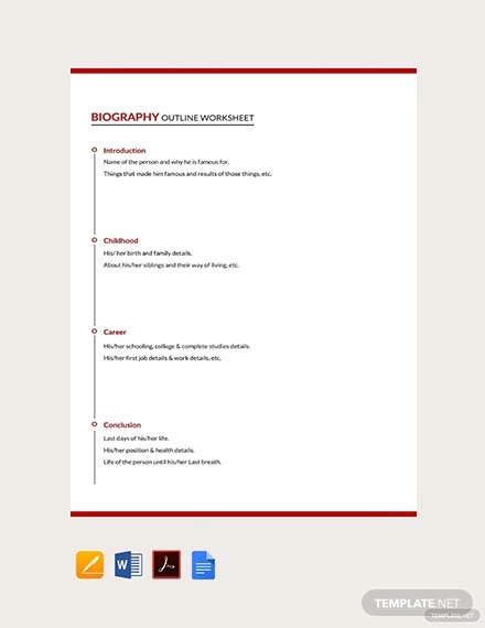 free biography outline worksheet template