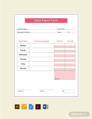 free daily report template