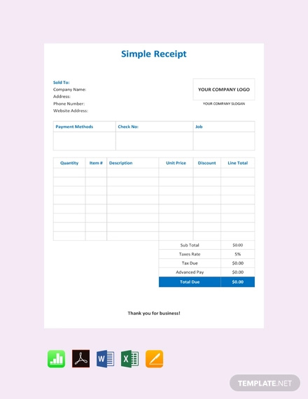 Free Simple Receipt Template1