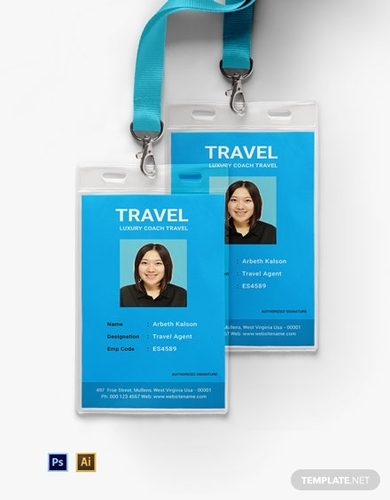 free travel agency id card template