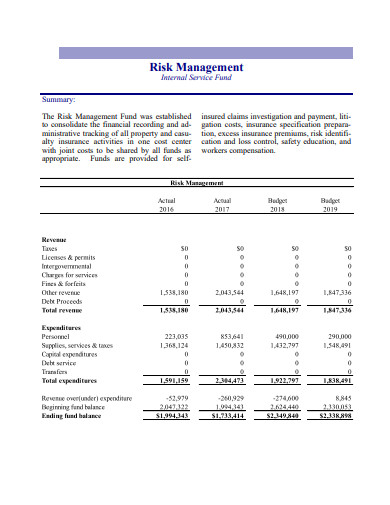 internal service funds risk management