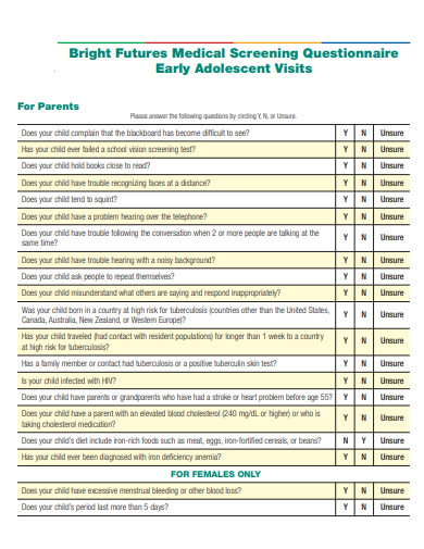 Checklist Questionnaire