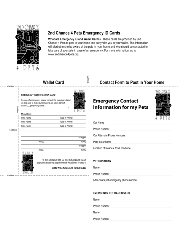 Pets Emergency ID Card Sample
