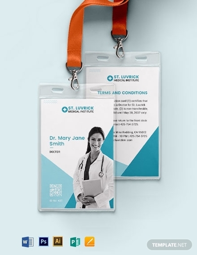 portrait horizontal medical id card template