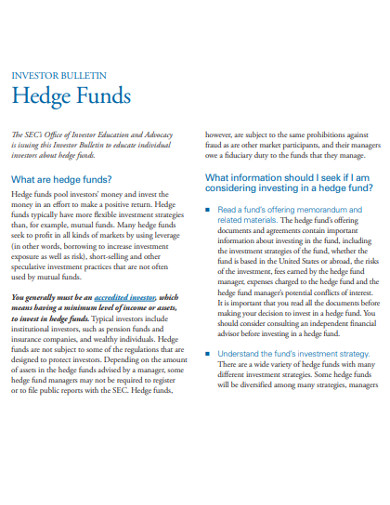 sample hedge fund example