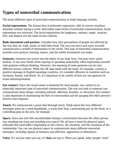 essay on nonverbal communication example