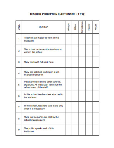 sample teacher appreciation questionnaire