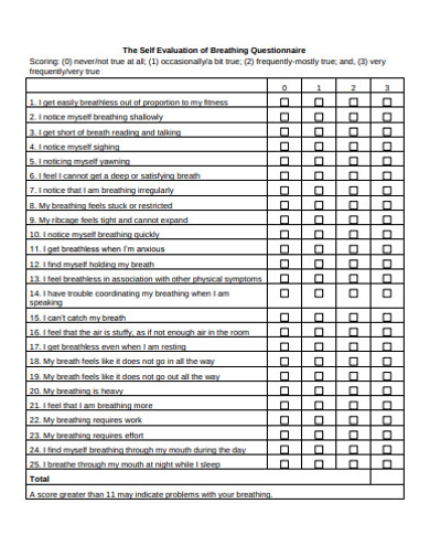 self evaluation of breathing questionnaire