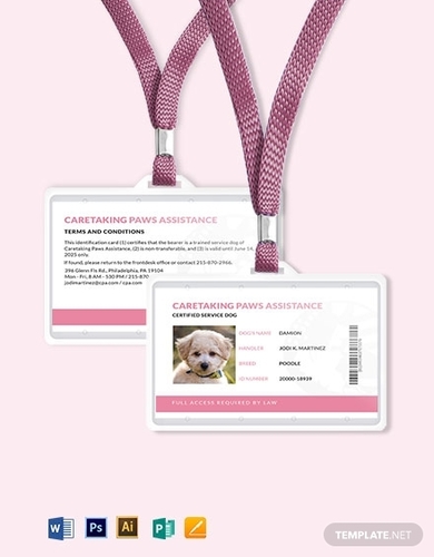 service dog id card template