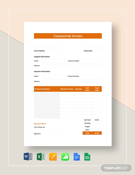 simple commercial invoice template
