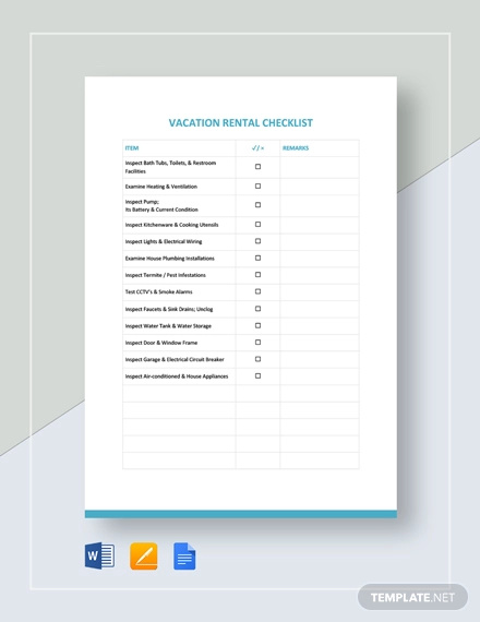 Vacation Rental Checklist Template