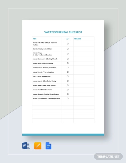 Vacation Rental Checklist Template1