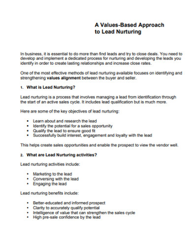 values based approach to lead nurturing