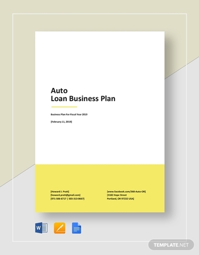 auto loan business plan template