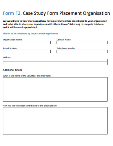 case study placement organisation form