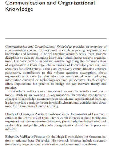 communication and organizational knowledge