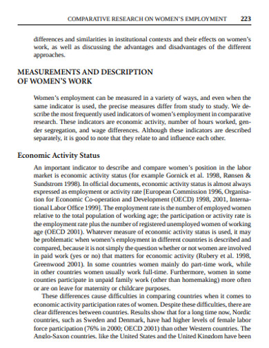 comparative research on womens emplyment