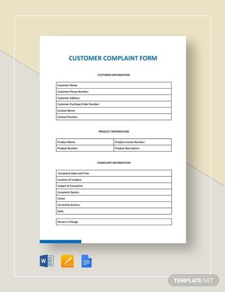 customer complaint form