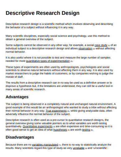 Descriptive Research Design