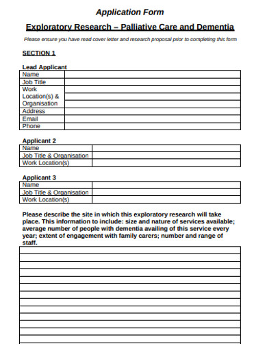 exploratory research application form example