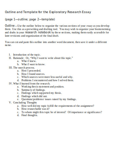 Exploratory Research Essay Template