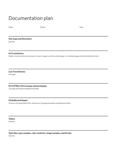 formal documentation plan example