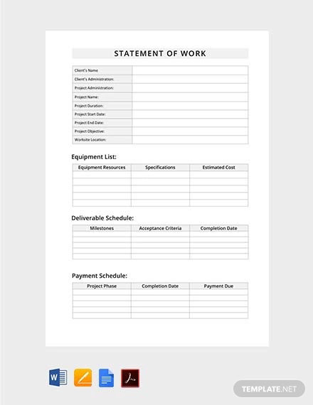 free statement of work template