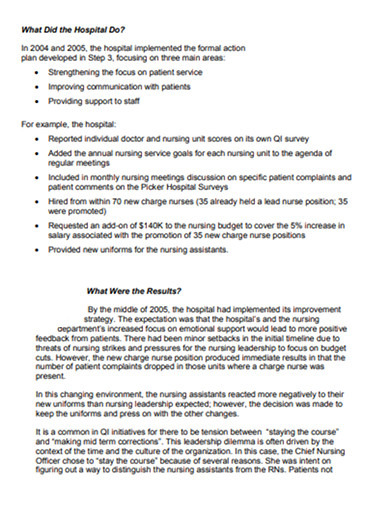 Hospital Nursein Care Case Study Example