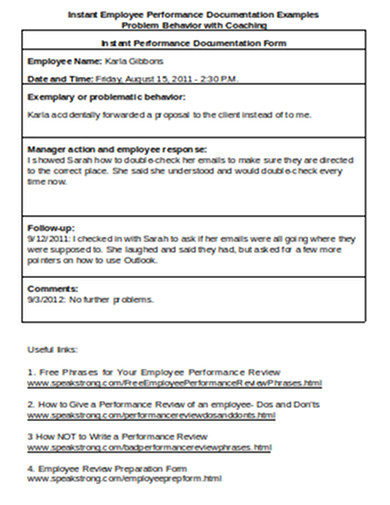 Instant Employee Performance Documentation Examples