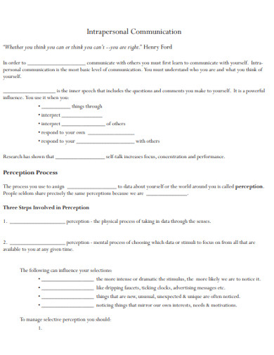 intrapersonal communication form example