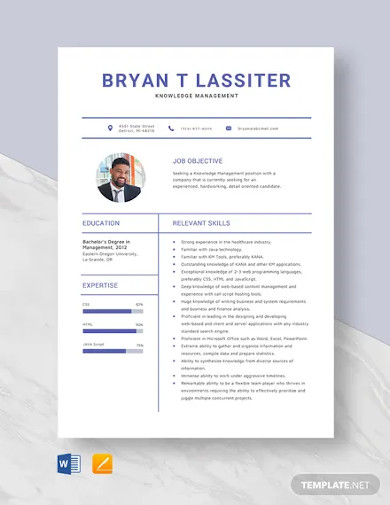 Knowledge Management Resume Template