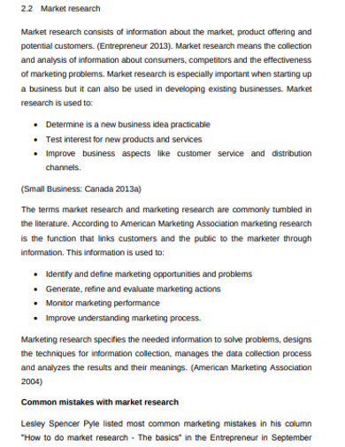 simple market research examples pdf